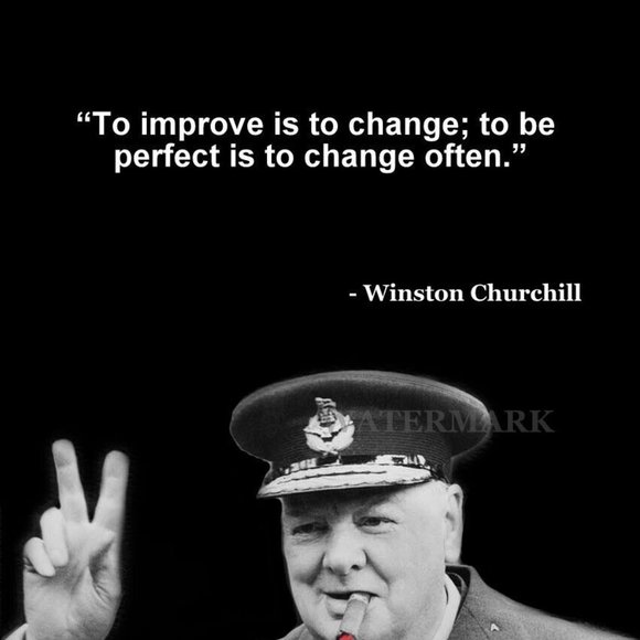 Wall Decor | Sir Winston Churchill Quote To Improve Is To Change Photo ...